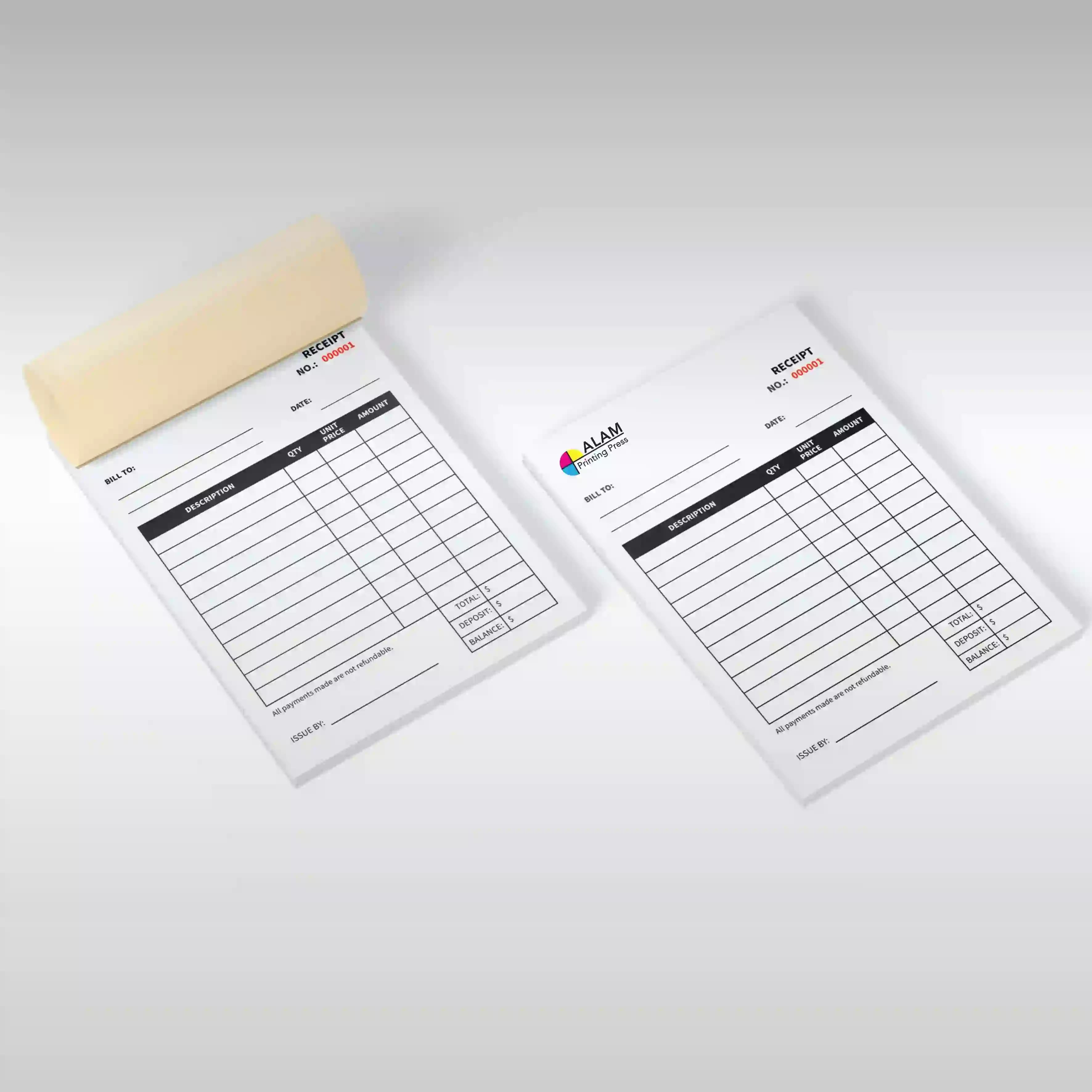 Custom Printed Receipts / Invoices - Alam Printing Press